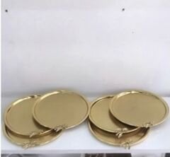 YUVARLAK GOLD KAPLAMA 6 Lİ GOLD JAPON GÜLLÜ SUNUM TEPSİSİ