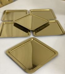 PASLANMAZ ÇELİK GOLD KAPLAMA 6 LI KARE MODEL SUNUM TEPSİSİ