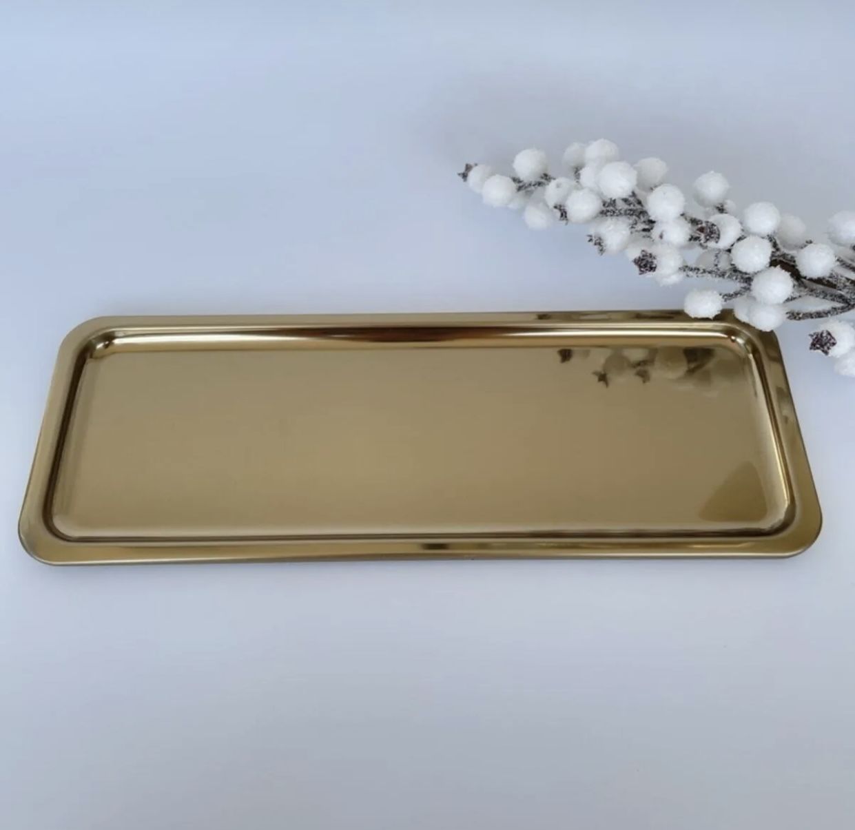 STAINLESS STEEL GOLD PLATED RECTANGULAR MODEL PRESENTATION TRAY 1 PIECE