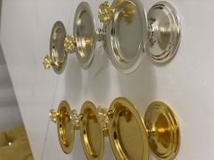 GOLD VE GÜMÜŞ RENK 6 LI JAPON GÜLLÜ MAKARONLUK LOKUMLUK