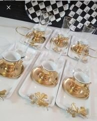 6-PIECE WHITE COLOR RECTANGULAR MODEL SERVING PRESENTATION TRAY WITH BUTTERFLY ACCESSORIES