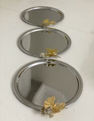 STAINLESS STEEL 3-PIECE BUTTERFLY PRESENTATION TRAY ROUND MODEL