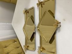 6 PIECE GOLD STEEL SQUARE SERVING AND PRESENTATION TRAY WITH BUTTERFLY
