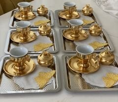 STAINLESS STEEL DOT PATTERNED SQUARE 6-PIECE PRESENTATION TRAY