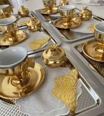STAINLESS STEEL DOT PATTERNED SQUARE 6-PIECE PRESENTATION TRAY