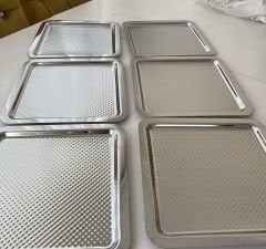 STAINLESS STEEL DOT PATTERNED SQUARE 6-PIECE PRESENTATION TRAY