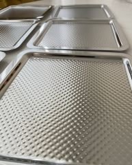 STAINLESS STEEL DOT PATTERNED SQUARE 6-PIECE PRESENTATION TRAY