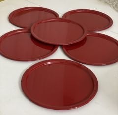 KIRMIZI RENK YUVARLAK MODEL 6 LI SUNUM TEPSİSİ METAL KIRMIZI