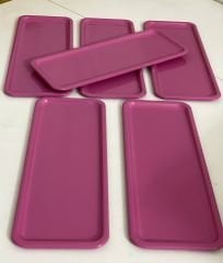 PEMBE RENK DİKDÖRTGEN MODEL 6 LI SUNUM TEPSİSİ LÜX SUNUM