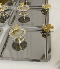 2 MODEL 6 LI ÇELİK KARE KELEBEKLİ TEPSİ VE GÜMÜŞ KELEBEKLİ MAKARONLUK