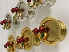 GOLD VE GÜMÜŞ RENK 6 LI KİRAZ AKSESUARLI MAKARONLUK LOKUMLUK