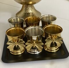 GOLD AND SILVER 6-PIECE BUTTERFLY ROSES BUCKET