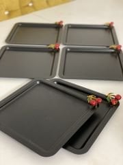 BLACK COLOR SQUARE MODEL 6-PIECE CHERRY ACCESSORY PRESENTATION TRAY