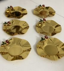 STAINLESS STEEL GOLD COLOR ROSE ACCESSORY 6-PIECE TEA PLATE