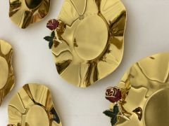 STAINLESS STEEL GOLD COLOR ROSE ACCESSORY 6-PIECE TEA PLATE