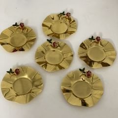 STAINLESS STEEL GOLD COLOR ROSE ACCESSORY 6-PIECE TEA PLATE