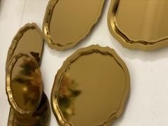 GOLD KAPLAMA OVAL MODEL 6 LI SERVİS VE SUNUM TEPSİSİ 15*21 cm