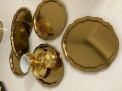 GOLD KAPLAMA OVAL MODEL 6 LI SERVİS VE SUNUM TEPSİSİ 15*21 cm