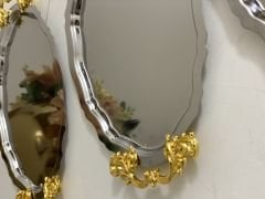 PASLANMAZ ÇELİK OVAL KULPLU MODEL 6 ADET  SUNUM TEPSİSİ 15*21 cm