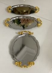 PASLANMAZ ÇELİK OVAL KULPLU MODEL 6 ADET  SUNUM TEPSİSİ 15*21 cm