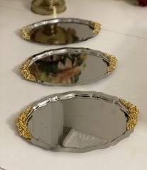 20*25 CM ÇELİK OVAL MODEL 3 ADET KALIN KULPLU SUNUM TEPSİSİ