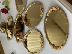 20*25 CM SHINY GOLD OVAL HANDLED 6 PCS SERVING AND PRESENTATION TRAY