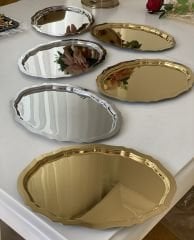 25 CM GOLD VE GÜMÜŞ RENK OVAL MODEL 6 LI SUNUM TEPSİSİ