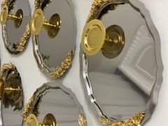 2 MODELS STEEL OVAL HANDLED 25 CM TRAY AND GOLD MACARON HOLDER SET OF 6