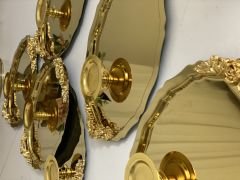 2 MODELS 25 CM GOLD OVAL HANDLED TRAY AND GOLD MACARON HOLDER SET OF 6